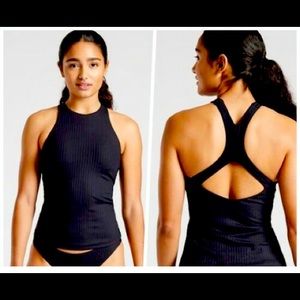 Athleta High Neck Ribbed Tankini Top NWT Large